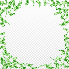 American dollar notes falling. Sparse USD bills on