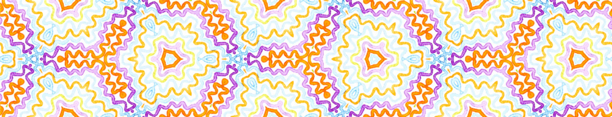 Colorful Seamless Border Scroll. Geometric Waterco