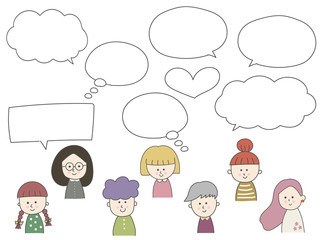 Smiling girl with speech bubble, vector illustration