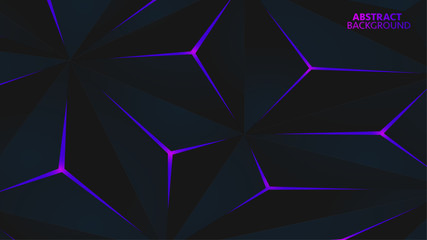 Abstract black polygon Purple light futuristic technology design background vector illustration.