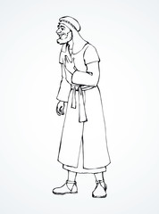 Fototapeta na wymiar Jewish man in old clothes. Vector drawing