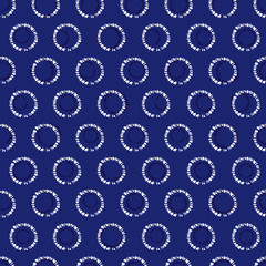 Vector blue shibori circle seamless pattern. Suitable for textile, gift wrap and wallpaper.