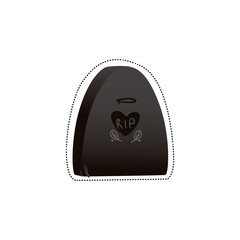 Sticker and icon of a black gothic tombstone and gravestone with a heart.