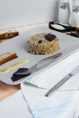 Congri dish of Cuban national cuisine. Congri, Rice with beans, a typical dish of Cuban food. Simple but delicious dish of rice with fried beans and Congri, typical Cuban dish