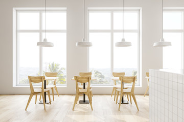 Fototapeta na wymiar White loft minimalist canteen interior