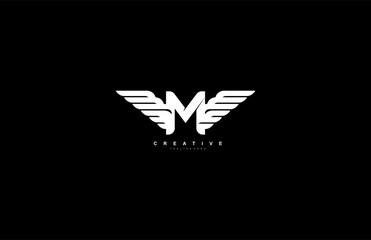 Letter M Bold Strong Wings Shape Modern Element Logo