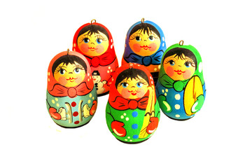 Matryoshka Dolls isolated on a white background. Russian Wooden Doll Souvenir. Russian nesting dolls