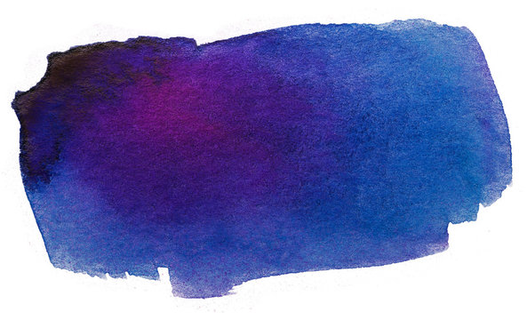 blue purple watercolor stain on a white. hand-drawn element, photography texture splash paints on paper. background for text