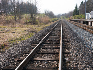 Obraz premium At the train station during the journey