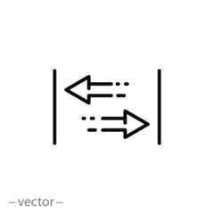 align icon, arrows point spread, thin line symbol on white background - editable stroke vector illustration eps 10