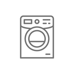 Washing machine, washer line icon. Isolated on white background