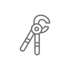 Tooth extraction tool, dental surgery instruments line icon.