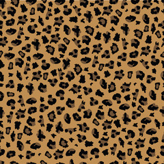 Leopard print seamless pattern background, detailed wild safari animal fur skin texture for exotic textile design