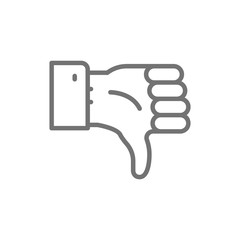 Negative feedback, thumb down, dislike line icon.