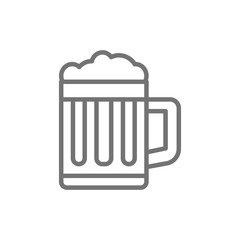 Mug of beer, pint glass line icon.