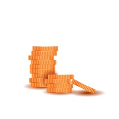 Pile of golden coins isolated on the white background. Money made of metal.