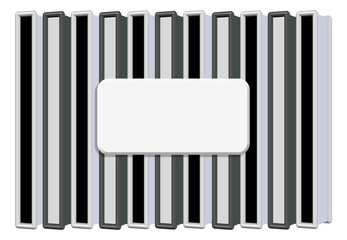 Plastic geometric background with black and white straight stripes with frame for text.