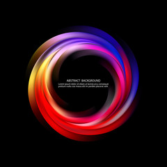  Abstract dark background of colored wavy lines of a swirl. Design element