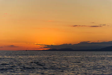 sunset on sea. long-exposure