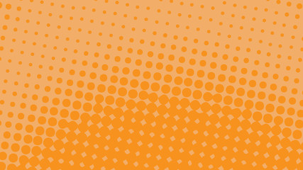 Light orange and yellow  pop art background in retro comic style with halftone dots, vector illustration of backdrop with isolated dots