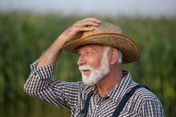 Portrait of old farmer with white beard