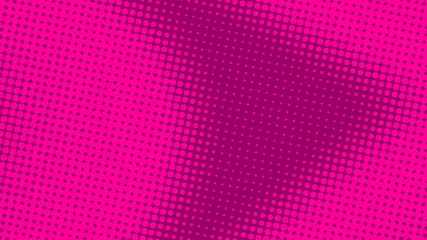 Magenta retro comic pop art background with halftone dots design, vector illustration template