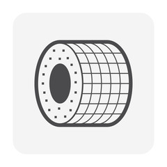 Thermal insulation for high temperature pipe, pipeline, tube or hose vector icon. Made from material i.e. fiberglass, polyethylene or polyurethane foam. For reduction or resistance of heat and cool.