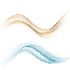  Set of beautiful wavy abstract waves on a white background. Brochure Template