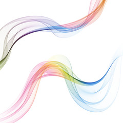  Set of beautiful waves. Abstract white background with colored lines of stylish horizontal waves.