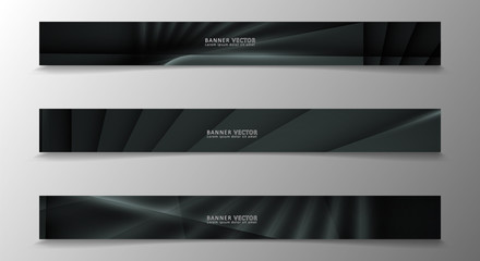 Fototapeta premium Banner collection, vector background with glowing neon gray stripes in a dark room.