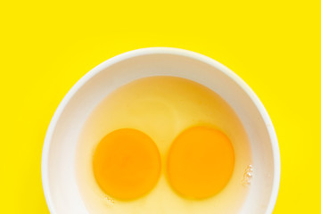 Eggs on yellow background.