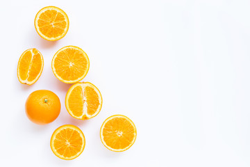 High vitamin C, Juicy and sweet. Fresh orange fruit on white background.