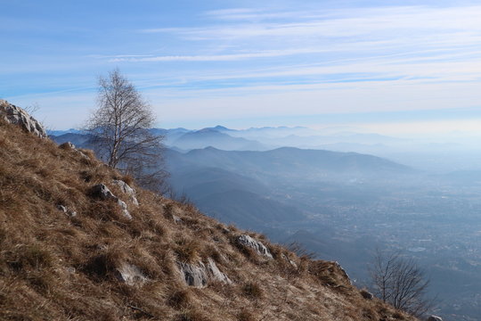 landscape with mountains and blue sky