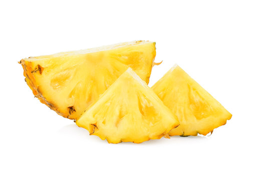 Fresh fruits, Pineapple slices isolated on white background