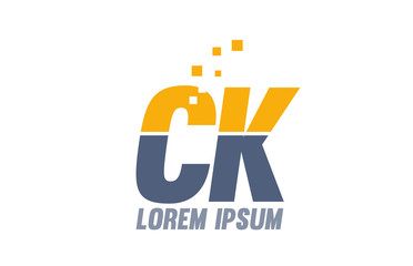 yellow blue CK C K alphabet letter logo company