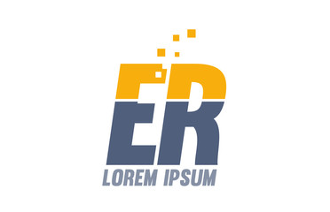 yellow blue ER E R alphabet letter logo company