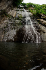 Shot of small waterfall in the georgian mountains