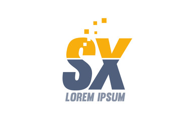yellow blue SX S X alphabet letter logo company