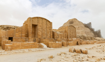 Fototapeta na wymiar Funerary complex of Djoser and Step Pyramid in Saqqara Necropolis, Cairo, Egypt