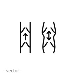 normal vein and varicose vein icon, venous blood flow, thin line symbol on white background - editable stroke vector illustration eps 10