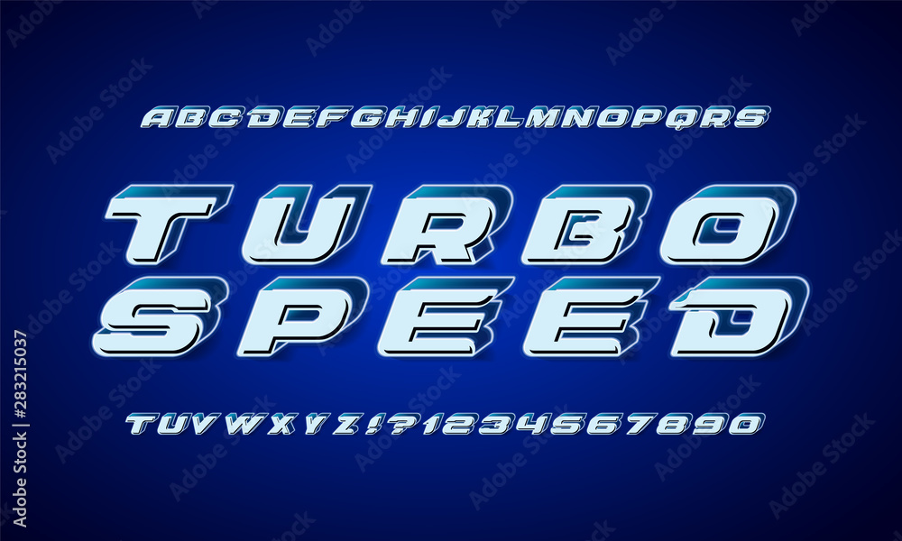 Poster dynamic display font design, alphabet, letters and numbers. swatch color control