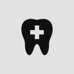 Dental clinic icon concept vector. First aid sign in teeth icon. Medical cross icon.