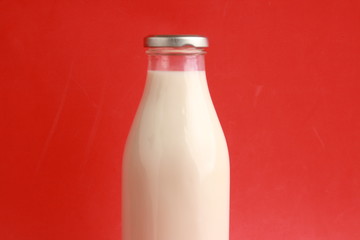 glass bottle with delicious milk..