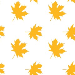 Fototapeta premium Maple leaf, seamless pattern, autumn yellow, rusty tones, vector illustration