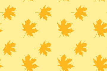 Fototapeta premium Maple leaf, seamless pattern, autumn yellow, rusty tones, vector illustration