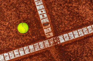Tennis ball on a tennis court