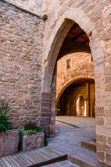 Fototapeta na wymiar View of the Courtyard in the medieval castle of Cardona. The most important medieval fortress in Catalonia and one of the most important in Spain