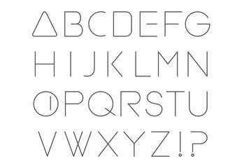Geometric thin line font. Vector alphabet set
