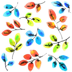 Watercolor tree leaves