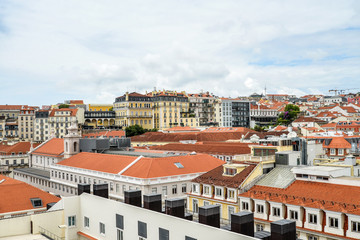 Panoramic view of Lisbon from top of Rua Augusta Arch